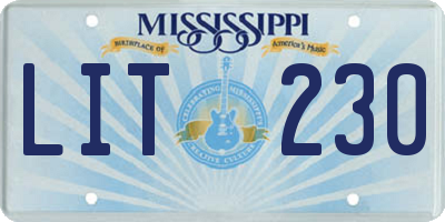 MS license plate LIT230