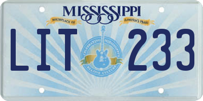 MS license plate LIT233