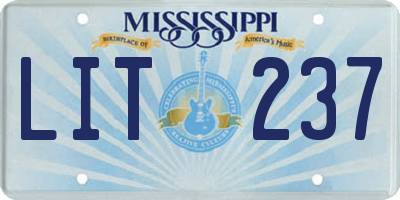 MS license plate LIT237
