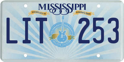MS license plate LIT253