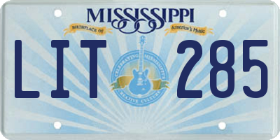 MS license plate LIT285