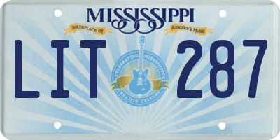 MS license plate LIT287