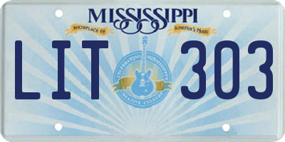 MS license plate LIT303