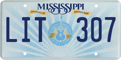 MS license plate LIT307