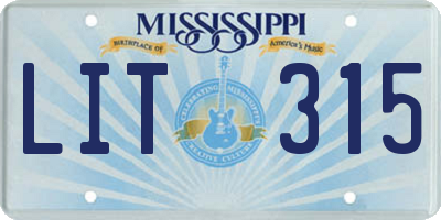 MS license plate LIT315