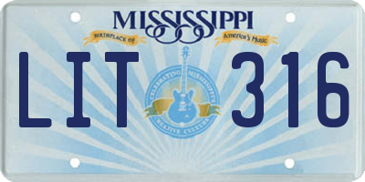 MS license plate LIT316