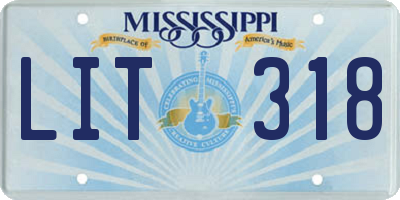 MS license plate LIT318