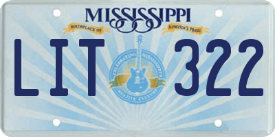 MS license plate LIT322