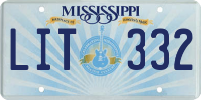 MS license plate LIT332