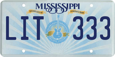 MS license plate LIT333