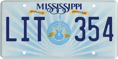 MS license plate LIT354