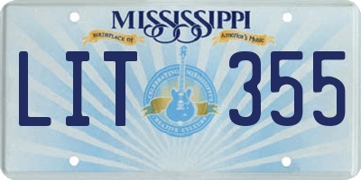 MS license plate LIT355