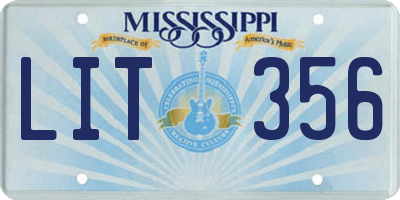 MS license plate LIT356