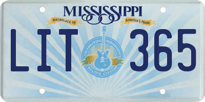 MS license plate LIT365