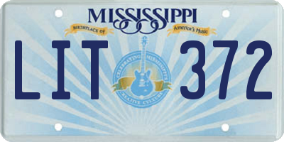 MS license plate LIT372