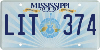 MS license plate LIT374