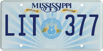 MS license plate LIT377