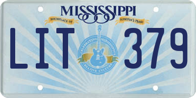 MS license plate LIT379