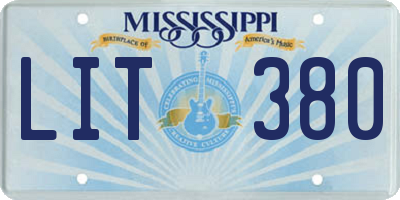 MS license plate LIT380
