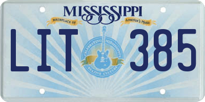 MS license plate LIT385