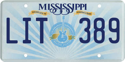 MS license plate LIT389