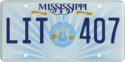 MS license plate LIT407