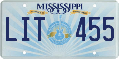 MS license plate LIT455