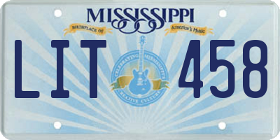 MS license plate LIT458