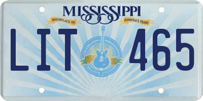 MS license plate LIT465