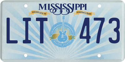 MS license plate LIT473