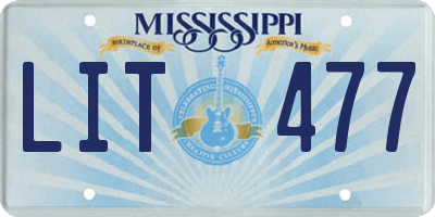 MS license plate LIT477