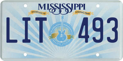 MS license plate LIT493