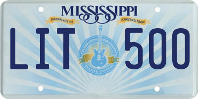 MS license plate LIT500