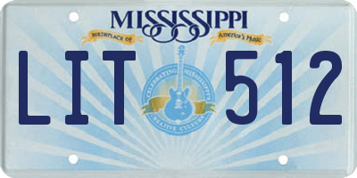 MS license plate LIT512