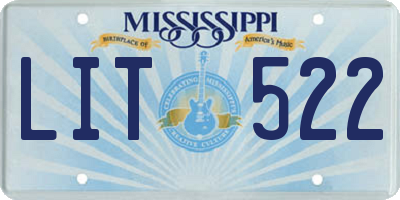 MS license plate LIT522