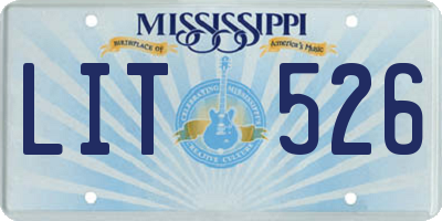 MS license plate LIT526
