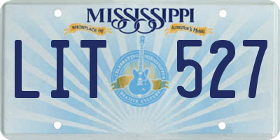 MS license plate LIT527