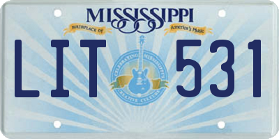 MS license plate LIT531