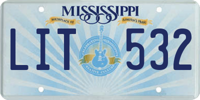 MS license plate LIT532