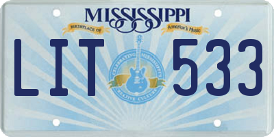 MS license plate LIT533