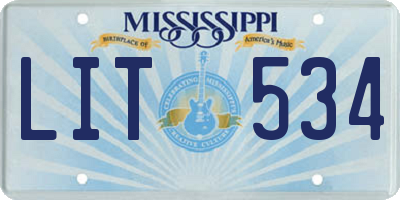 MS license plate LIT534