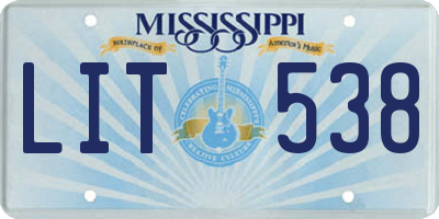 MS license plate LIT538