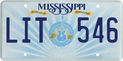 MS license plate LIT546