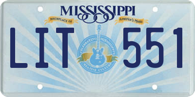 MS license plate LIT551