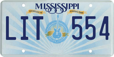MS license plate LIT554