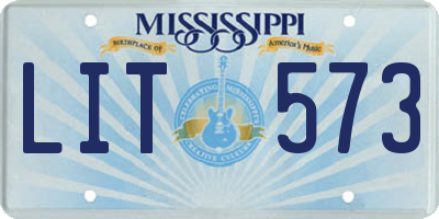 MS license plate LIT573