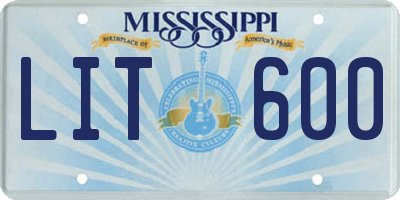 MS license plate LIT600