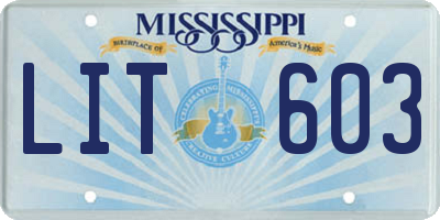MS license plate LIT603