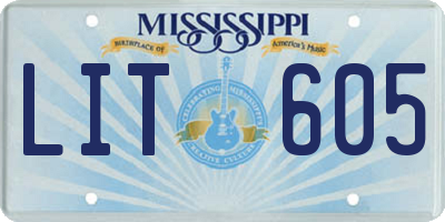 MS license plate LIT605
