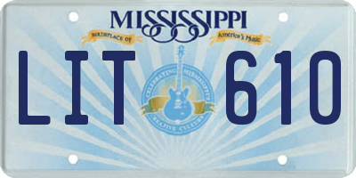 MS license plate LIT610